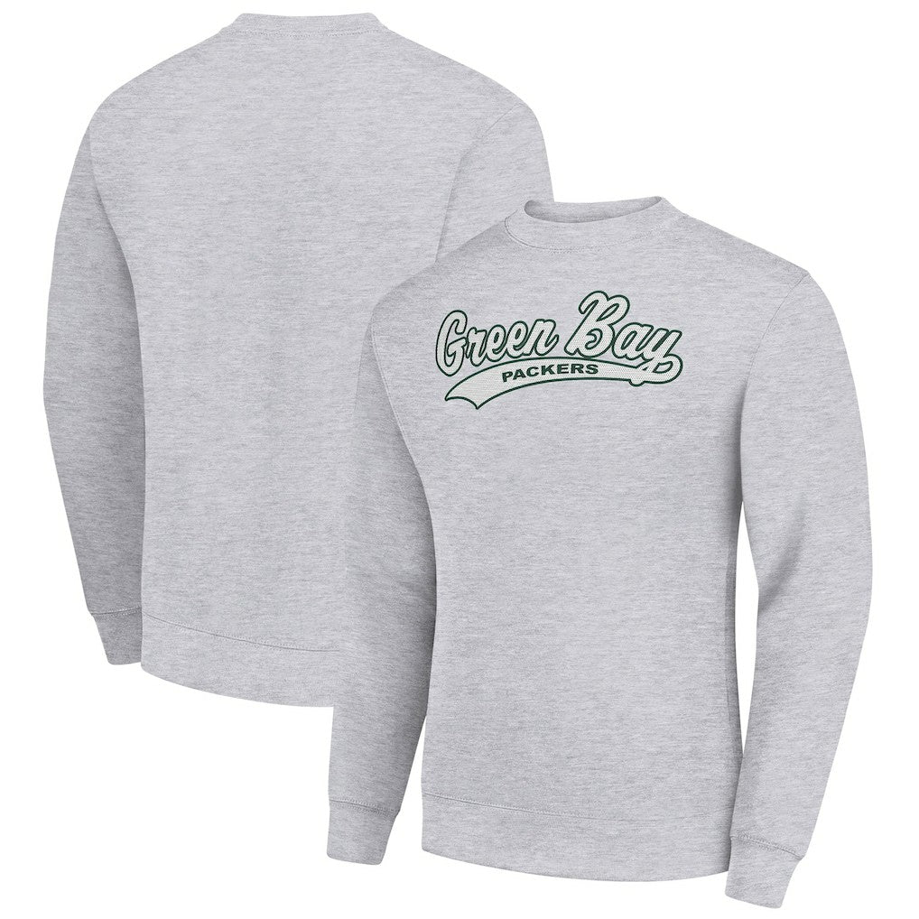Green Bay Packers Starter Tailsweep Team Graphic Tri-Blend Fleece Pullover Sweatshirt Heather Gray - NFL