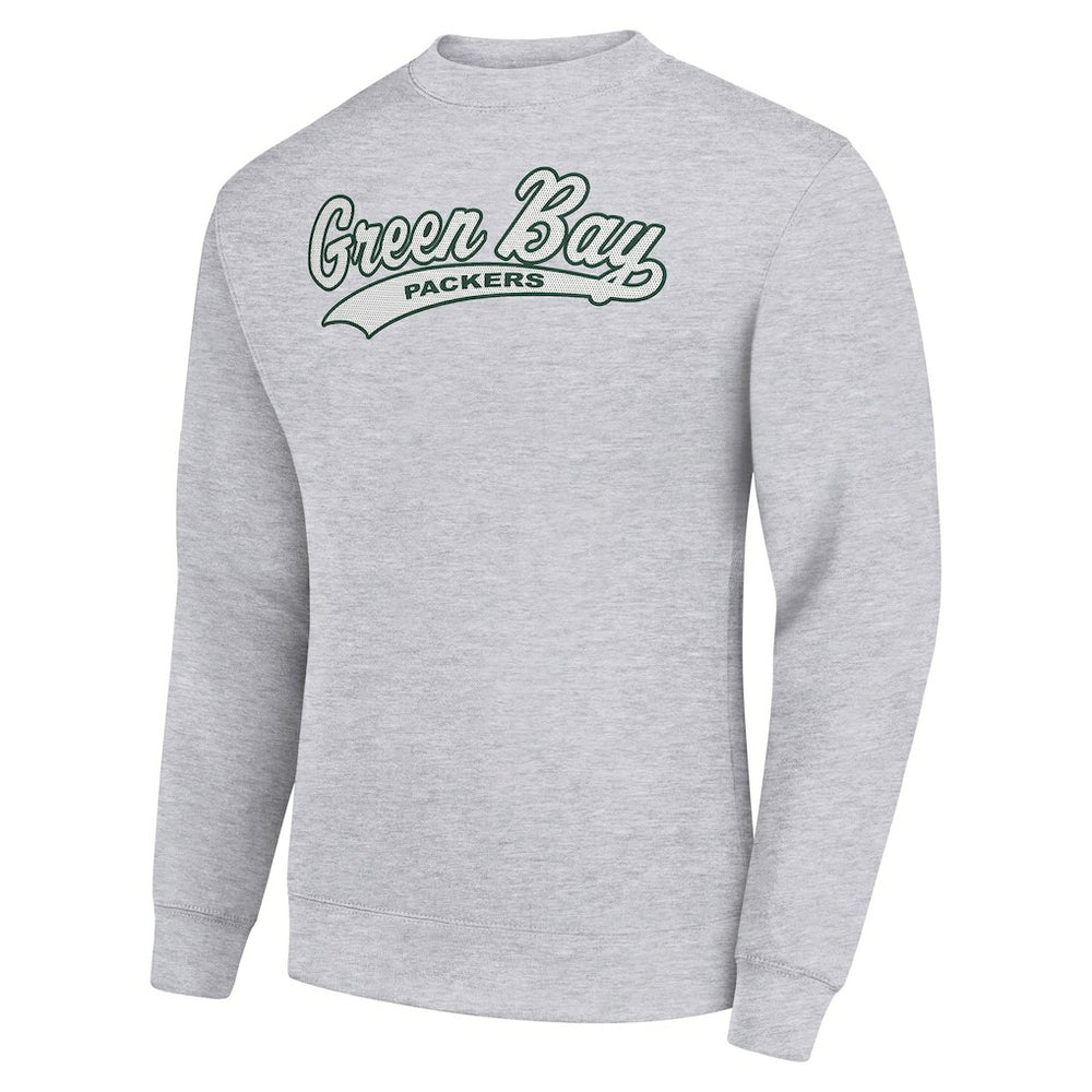 Green Bay Packers Starter Tailsweep Team Graphic Tri-Blend Fleece Pullover Sweatshirt Heather Gray - NFL