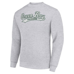 Green Bay Packers Starter Tailsweep Team Graphic Tri-Blend Fleece Pullover Sweatshirt Heather Gray - NFL
