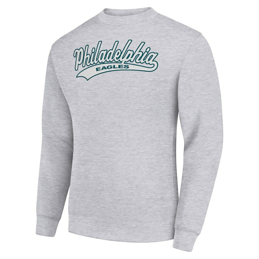 Philadelphia Eagles Starter Tailsweep Team Graphic Tri-Blend Fleece Pullover Sweatshirt Heather Gray - NFL