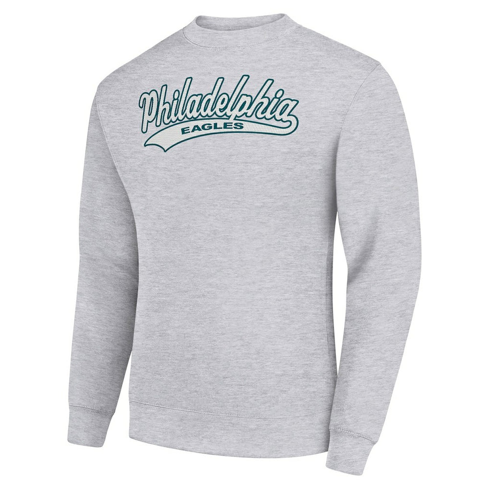 Philadelphia Eagles Starter Tailsweep Team Graphic Tri-Blend Fleece Pullover Sweatshirt Heather Gray - NFL