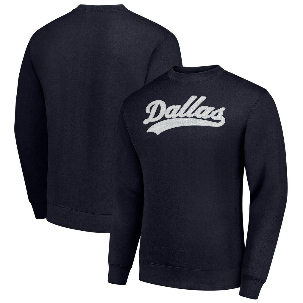 Dallas Cowboys Starter Tailsweep Team Graphic Tri-Blend Fleece Pullover Sweatshirt Navy - NFL