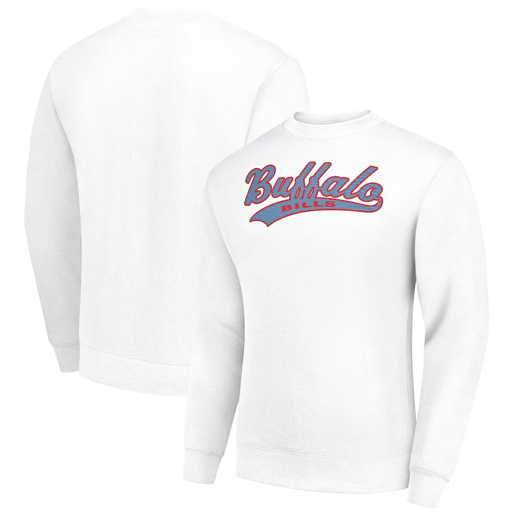Buffalo Bills Starter Tailsweep Team Graphic Tri-Blend Fleece Pullover Sweatshirt White - NFL