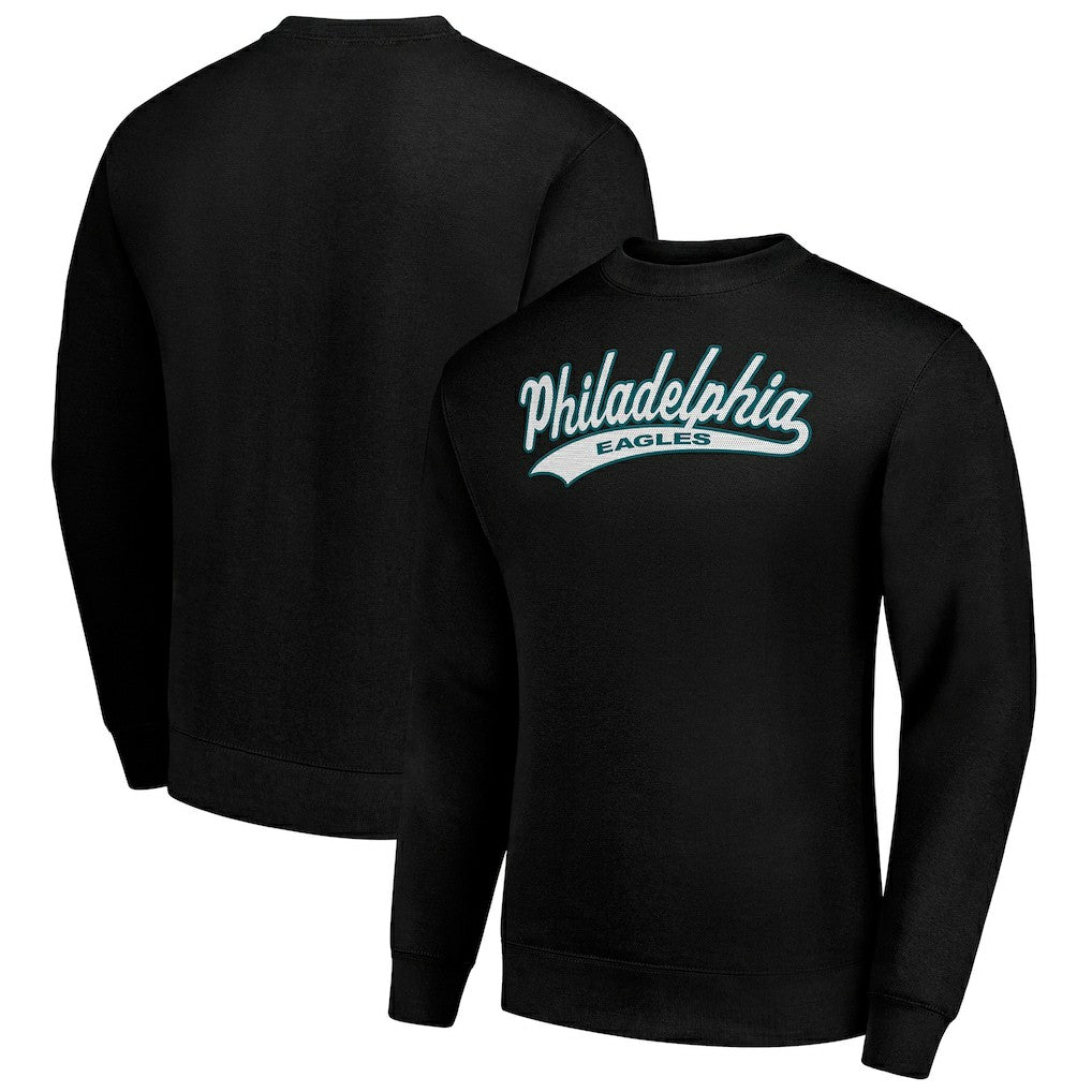 Philadelphia Eagles Starter Tailsweep Team Graphic Tri-Blend Fleece Pullover Sweatshirt Black - NFL