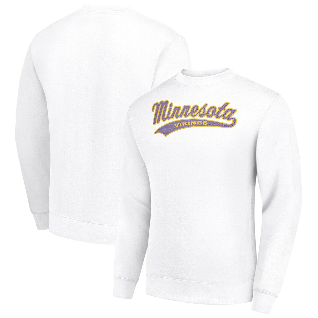 Minnesota Vikings Starter Tailsweep Team Graphic Tri-Blend Fleece Pullover Sweatshirt White - NFL