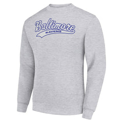 Baltimore Ravens Starter Tailsweep Team Graphic Tri-Blend Fleece Pullover Sweatshirt Heather Gray - NFL