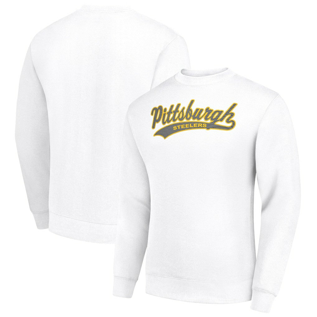Pittsburgh Steelers Starter Tailsweep Team Graphic Tri-Blend Fleece Pullover Sweatshirt White - NFL