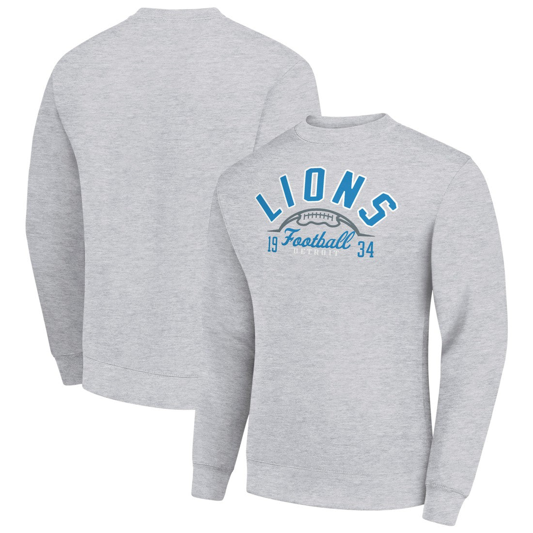 Detroit Lions Starter Half Ball Team Graphic Tri-Blend Fleece Pullover Sweatshirt Heather Gray - NFL