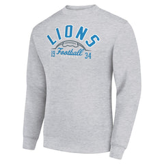 Detroit Lions Starter Half Ball Team Graphic Tri-Blend Fleece Pullover Sweatshirt Heather Gray - NFL