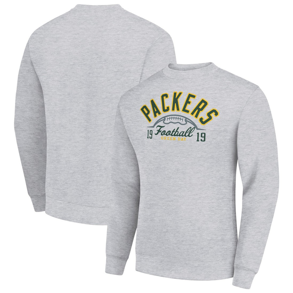 Green Bay Packers Starter Half Ball Team Graphic Tri-Blend Fleece Pullover Sweatshirt Heather Gray - NFL