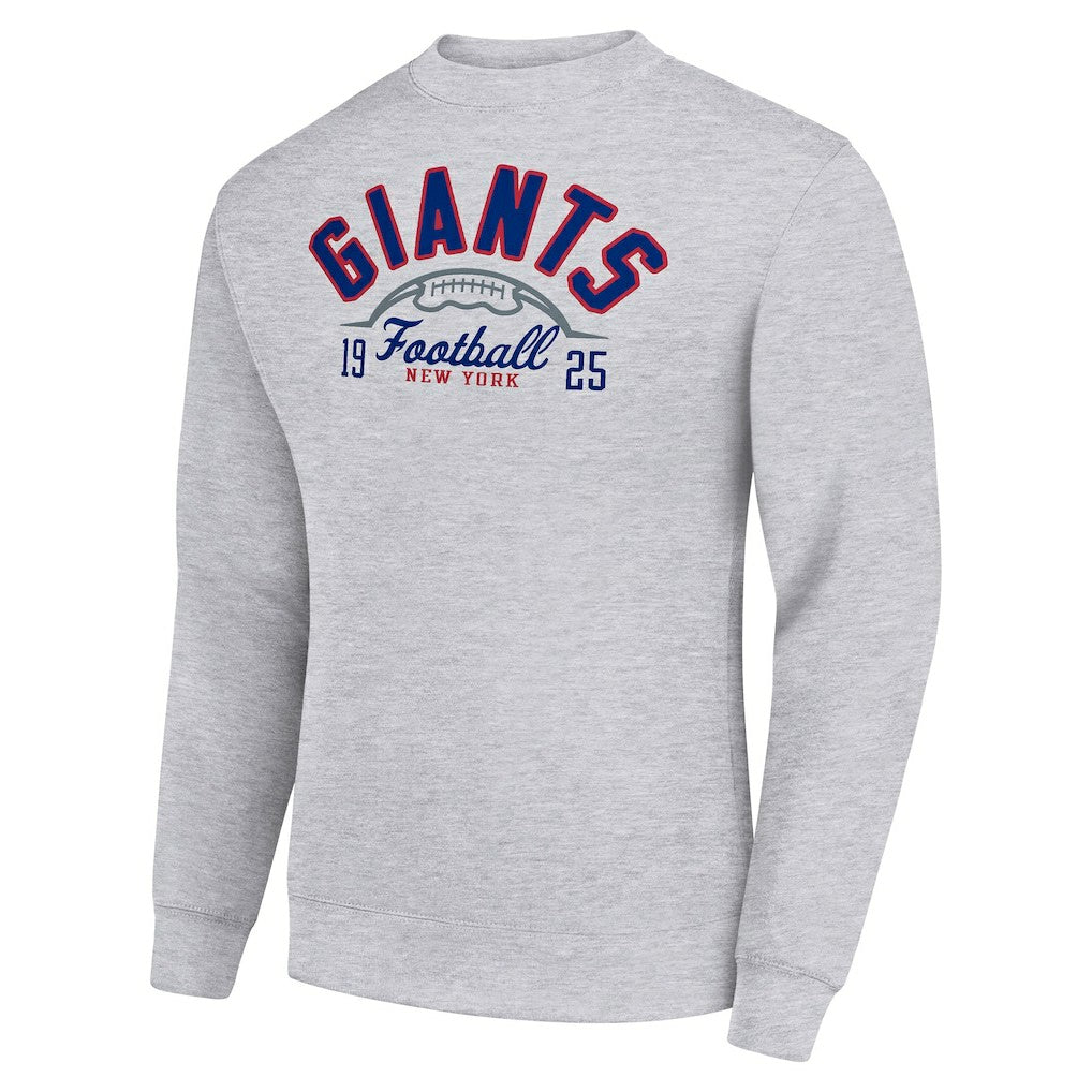 New York Giants Starter Half Ball Team Graphic Tri-Blend Fleece Pullover Sweatshirt Heather Gray - NFL
