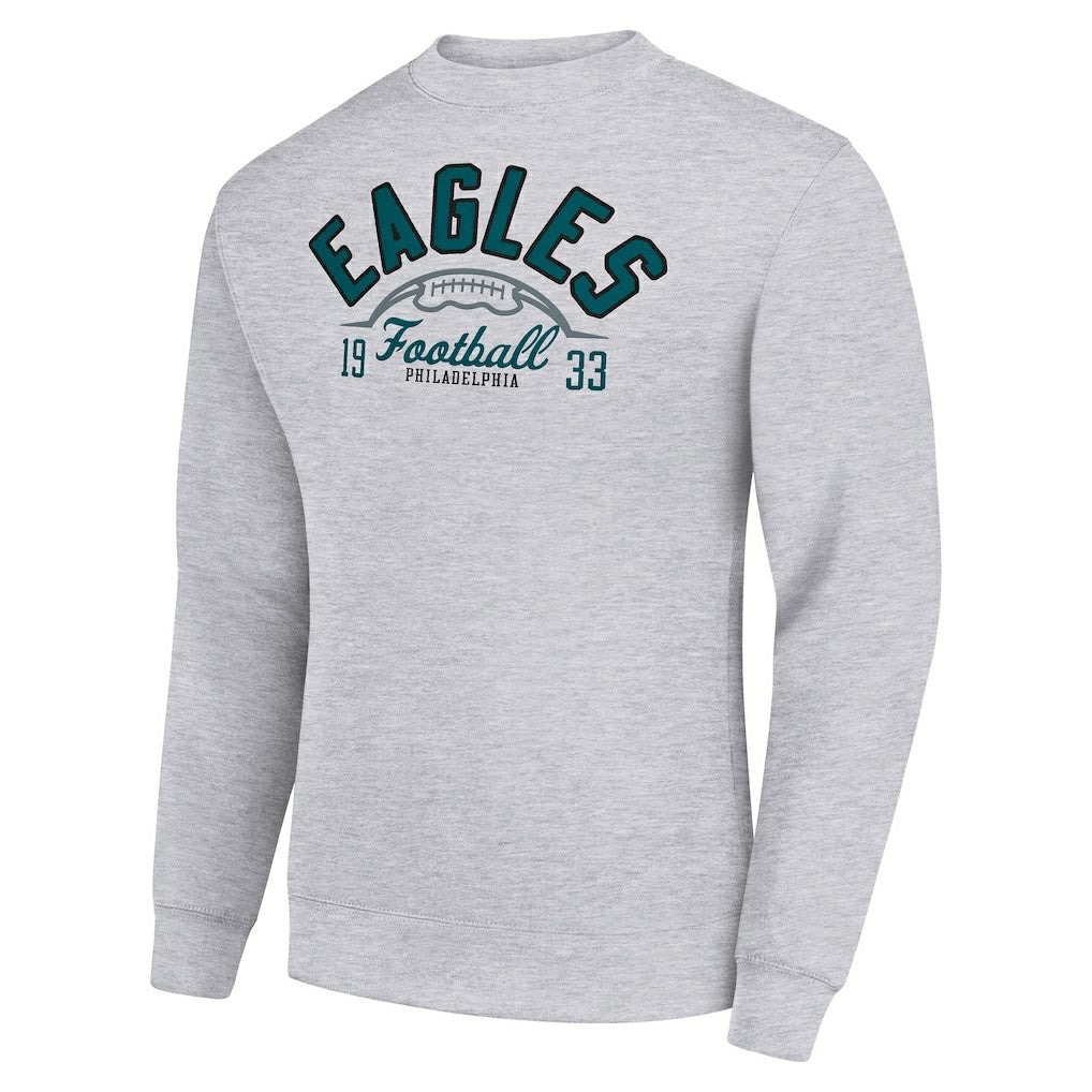 Philadelphia Eagles Starter Half Ball Team Graphic Tri-Blend Fleece Pullover Sweatshirt Heather Gray - NFL