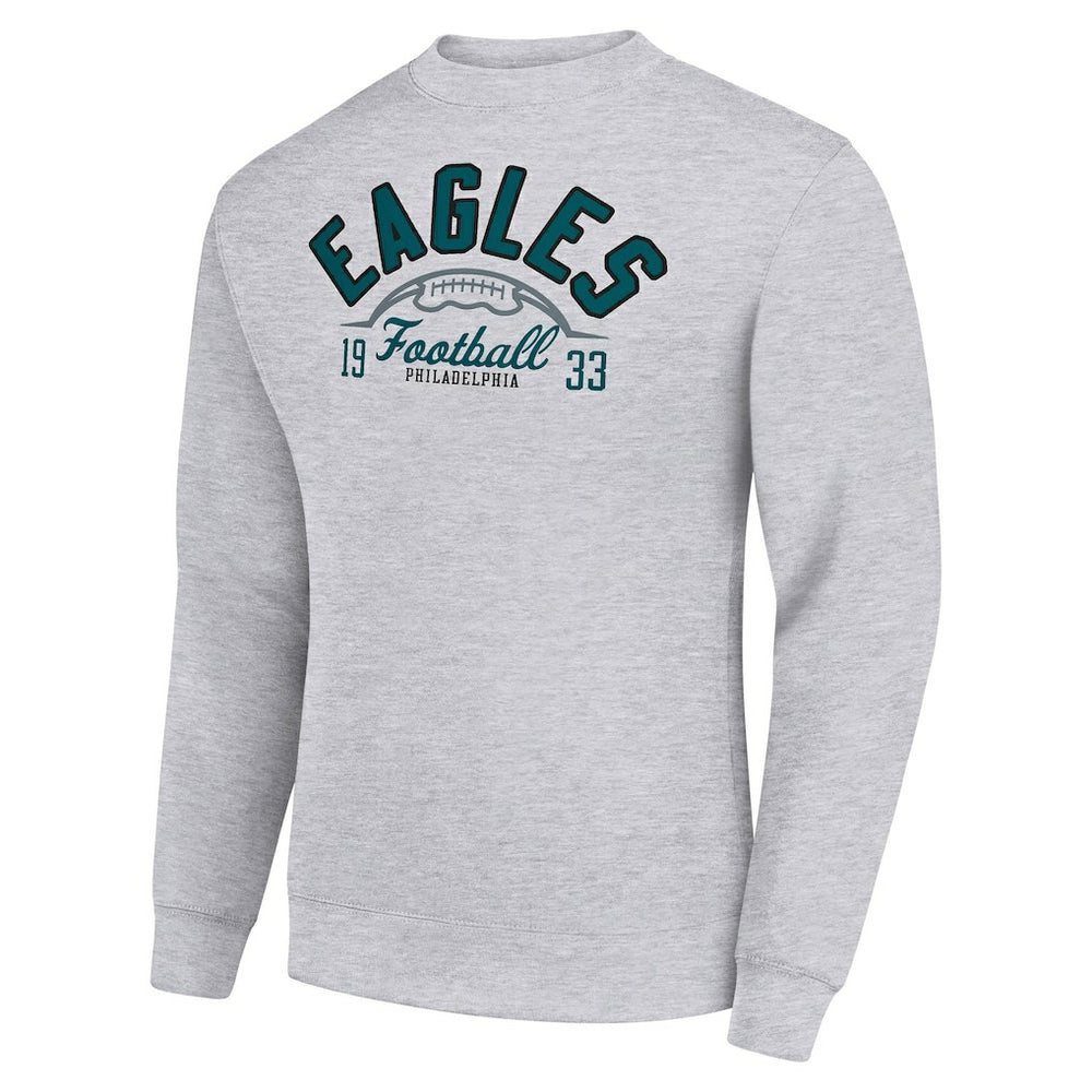Philadelphia Eagles Starter Half Ball Team Graphic Tri-Blend Fleece Pullover Sweatshirt Heather Gray - NFL