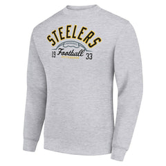 Pittsburgh Steelers Starter Half Ball Team Graphic Tri-Blend Fleece Pullover Sweatshirt Heather Gray - NFL