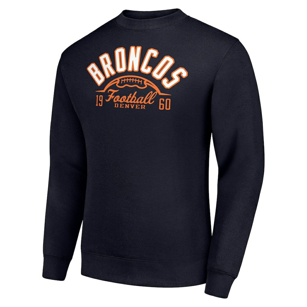 Denver Broncos Starter Half Ball Team Graphic Tri-Blend Fleece Pullover Sweatshirt Navy - NFL