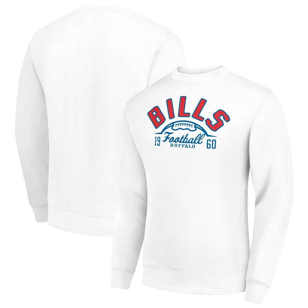 Buffalo Bills Starter Half Ball Team Graphic Tri-Blend Fleece Pullover Sweatshirt White - NFL