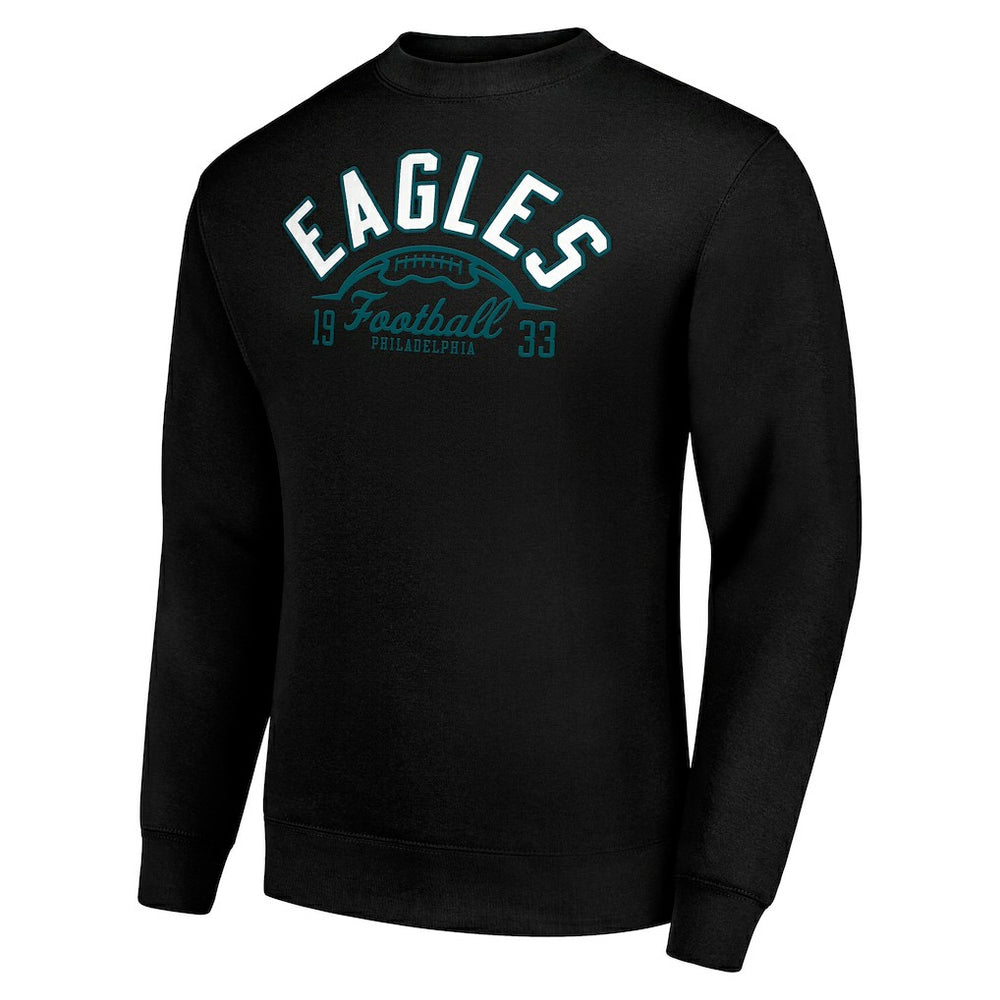 Philadelphia Eagles Starter Half Ball Team Graphic Tri-Blend Fleece Pullover Sweatshirt Black - NFL