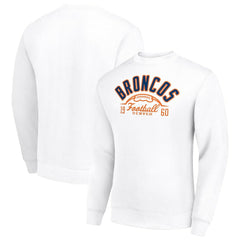 Denver Broncos Starter Half Ball Team Graphic Tri-Blend Fleece Pullover Sweatshirt White - NFL