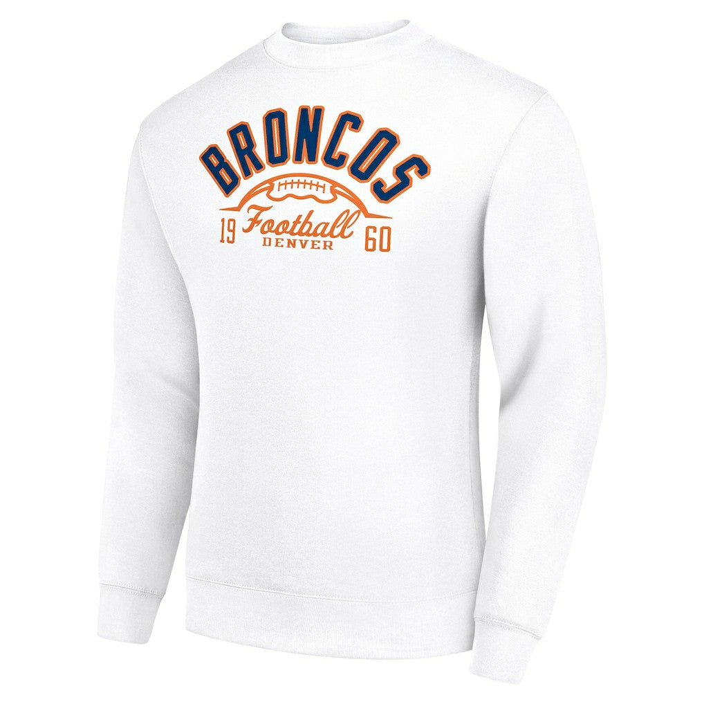 Denver Broncos Starter Half Ball Team Graphic Tri-Blend Fleece Pullover Sweatshirt White - NFL