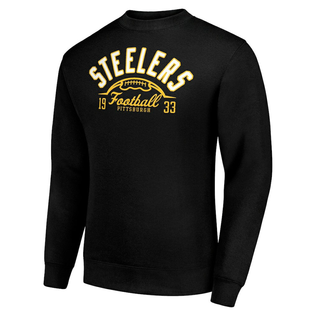 Pittsburgh Steelers Starter Half Ball Team Graphic Tri-Blend Fleece Pullover Sweatshirt Black - NFL