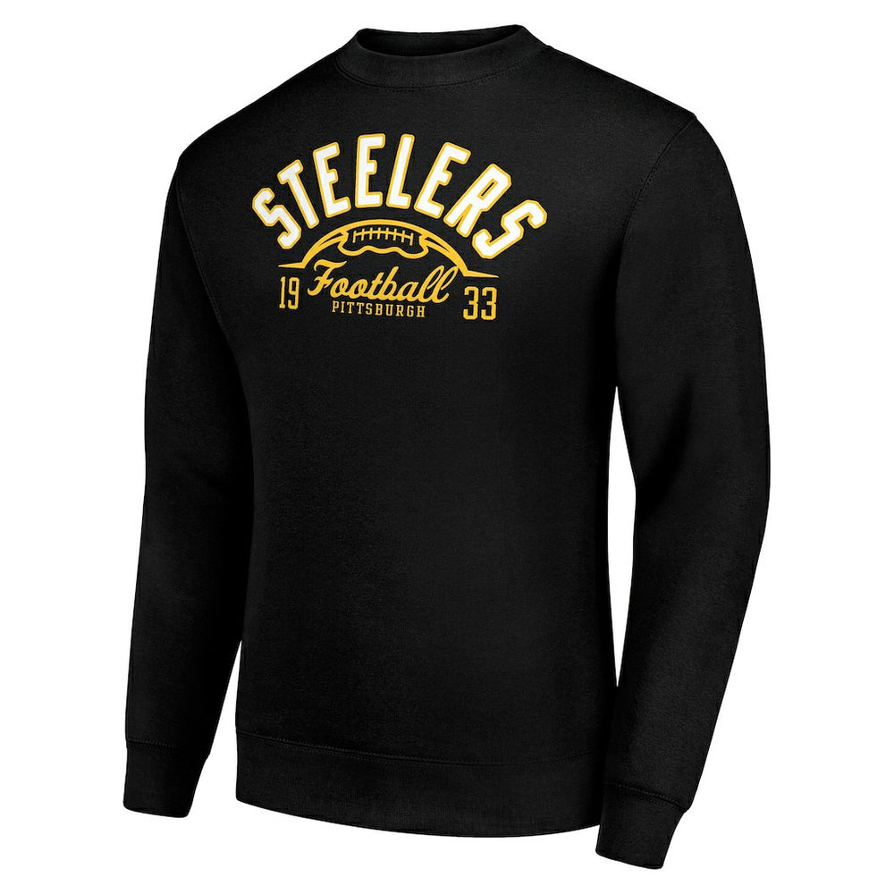 Pittsburgh Steelers Starter Half Ball Team Graphic Tri-Blend Fleece Pullover Sweatshirt Black - NFL