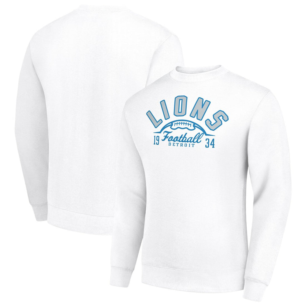 Detroit Lions Starter Half Ball Team Graphic Tri-Blend Fleece Pullover Sweatshirt White - NFL