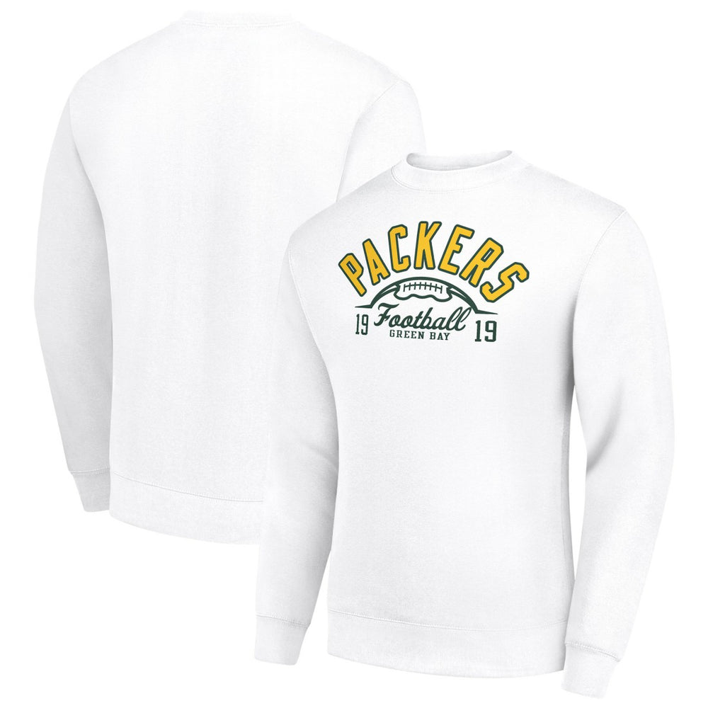 Green Bay Packers Starter Half Ball Team Graphic Tri-Blend Fleece Pullover Sweatshirt White - NFL