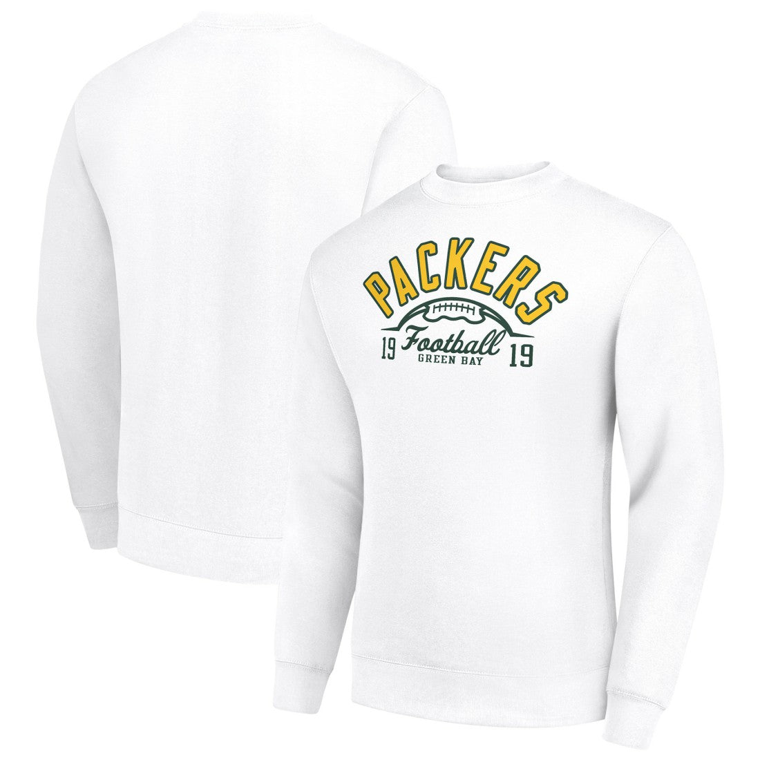 Green Bay Packers Starter Half Ball Team Graphic Tri-Blend Fleece Pullover Sweatshirt White - NFL