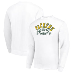 Green Bay Packers Starter Half Ball Team Graphic Tri-Blend Fleece Pullover Sweatshirt White - NFL
