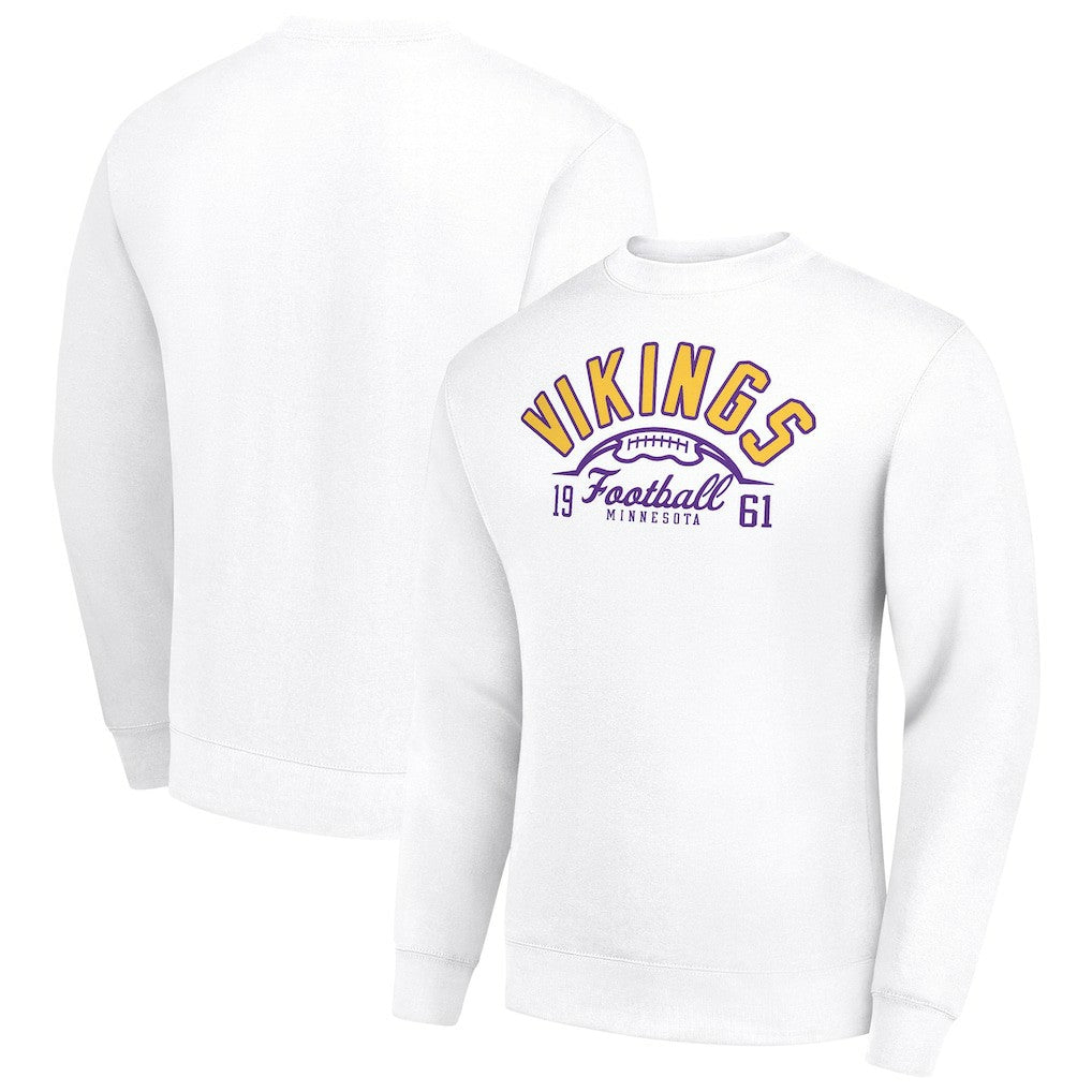 Minnesota Vikings Starter Half Ball Team Graphic Tri-Blend Fleece Pullover Sweatshirt White - NFL