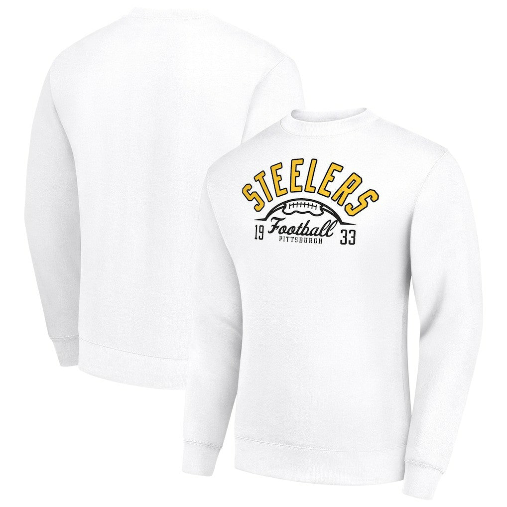Pittsburgh Steelers Starter Half Ball Team Graphic Tri-Blend Fleece Pullover Sweatshirt White - NFL