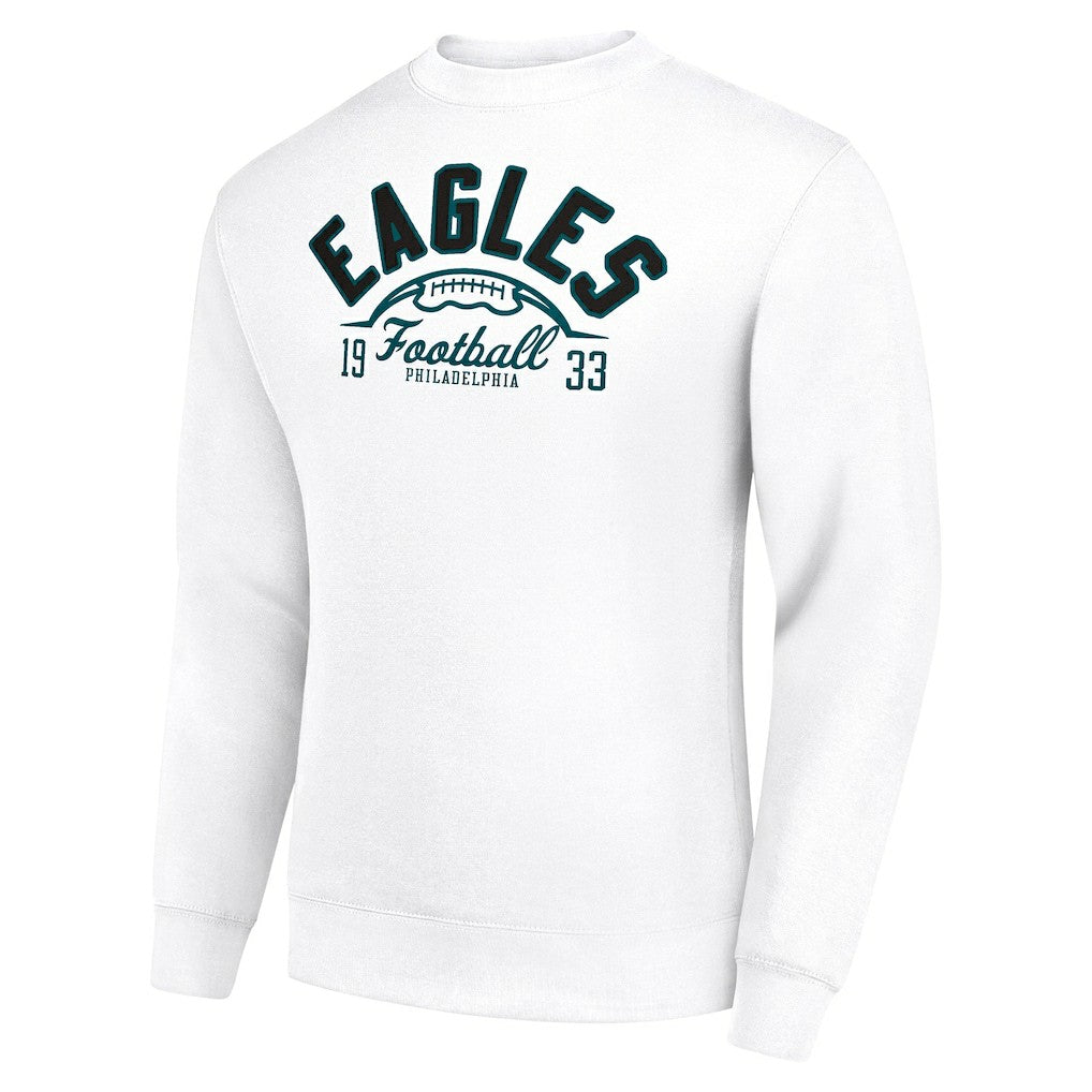 Philadelphia Eagles Starter Half Ball Team Graphic Tri-Blend Fleece Pullover Sweatshirt White - NFL
