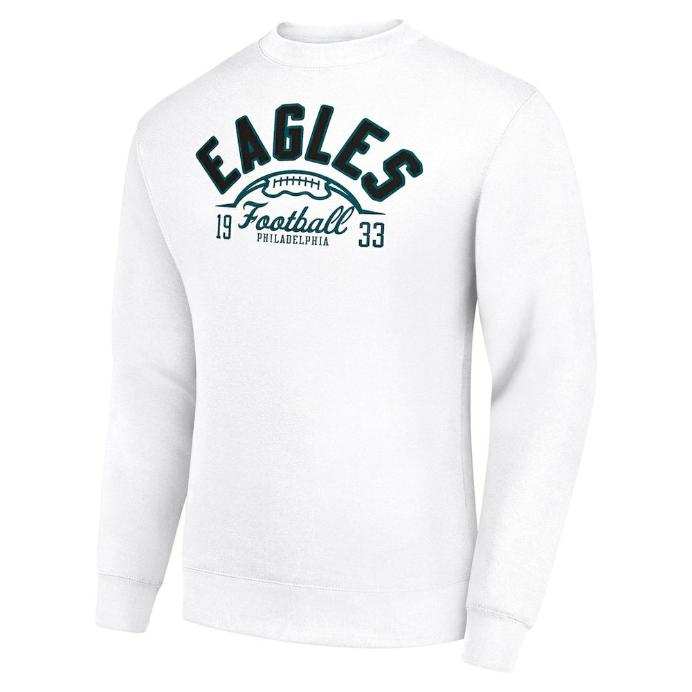 Philadelphia Eagles Starter Half Ball Team Graphic Tri-Blend Fleece Pullover Sweatshirt White - NFL