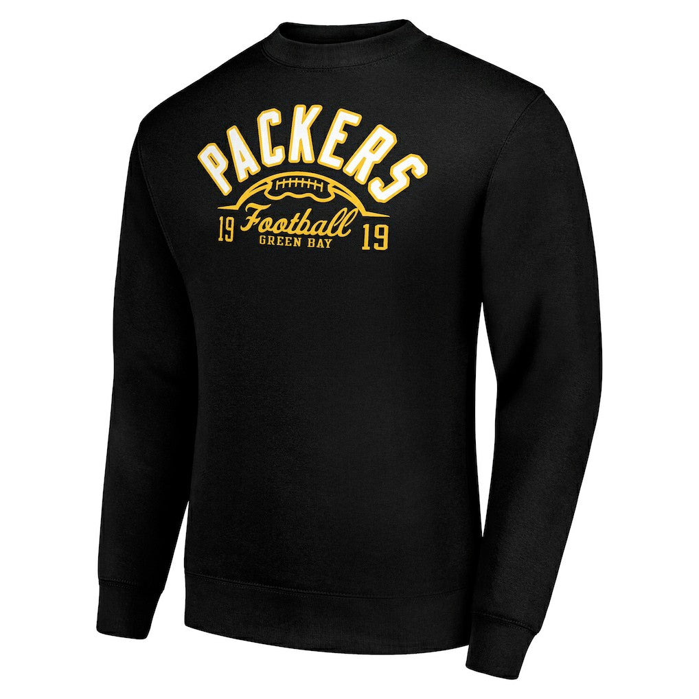Green Bay Packers Starter Half Ball Team Graphic Tri-Blend Fleece Pullover Sweatshirt Black - NFL