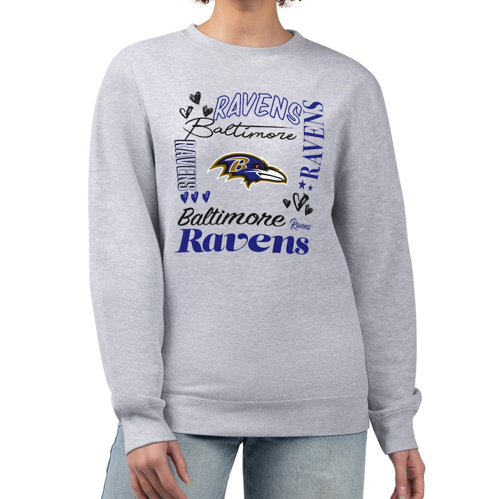 Baltimore Ravens G-III 4Her by Carl Banks Women's Collage Graphic Fleece Pullover Sweatshirt Heather Gray - NFL