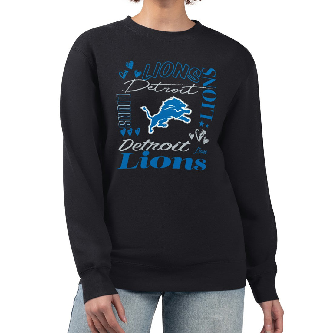 Detroit Lions G-III 4Her by Carl Banks Women's Collage Graphic Fleece Pullover Sweatshirt Black - NFL