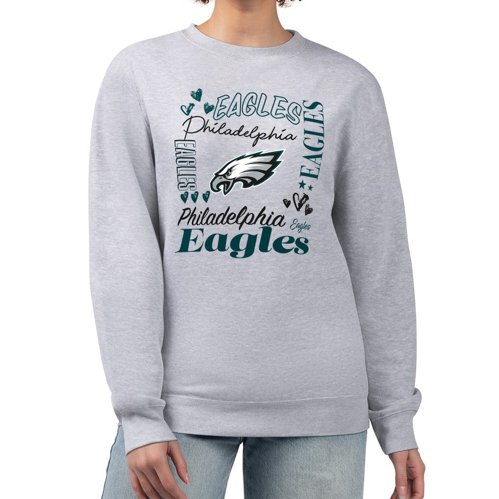 Philadelphia Eagles G-III 4Her by Carl Banks Women's Collage Graphic Fleece Pullover Sweatshirt Heather Gray - NFL