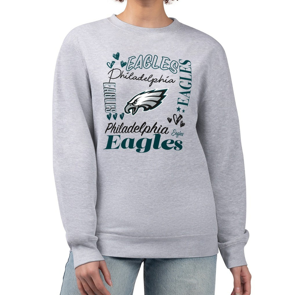 Philadelphia Eagles G-III 4Her by Carl Banks Women's Collage Graphic Fleece Pullover Sweatshirt Heather Gray - NFL