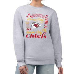 Kansas City Chiefs G-III 4Her by Carl Banks Women's Collage Graphic Fleece Pullover Sweatshirt Heather Gray - NFL