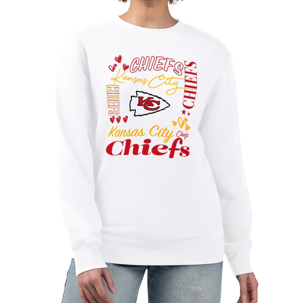 Kansas City Chiefs G-III 4Her by Carl Banks Women's Collage Graphic Fleece Pullover Sweatshirt White - NFL