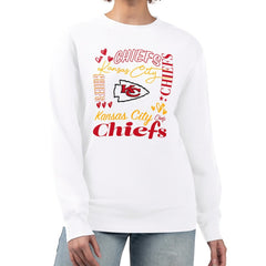 Kansas City Chiefs G-III 4Her by Carl Banks Women's Collage Graphic Fleece Pullover Sweatshirt White - NFL