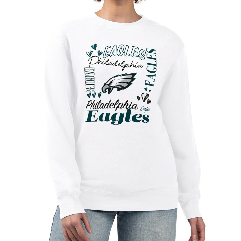 Philadelphia Eagles G-III 4Her by Carl Banks Women's Collage Graphic Fleece Pullover Sweatshirt White - NFL