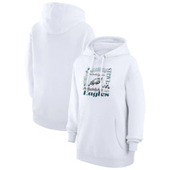 Philadelphia Eagles G-III 4Her by Carl Banks Women's Collage Graphic Fleece Pullover Hoodie White - NFL