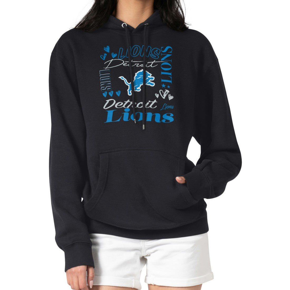 Detroit Lions G-III 4Her by Carl Banks Women's Collage Graphic Fleece Pullover Hoodie Black - NFL