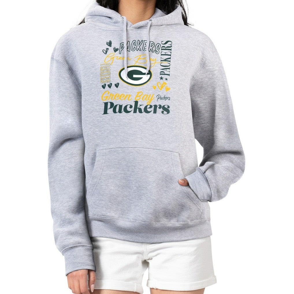 Green Bay Packers G-III 4Her by Carl Banks Women's Collage Graphic Fleece Pullover Hoodie Heather Gray - NFL