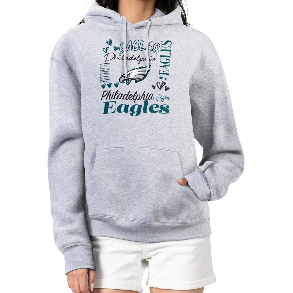 Philadelphia Eagles G-III 4Her by Carl Banks Women's Collage Graphic Fleece Pullover Hoodie Heather Gray - NFL