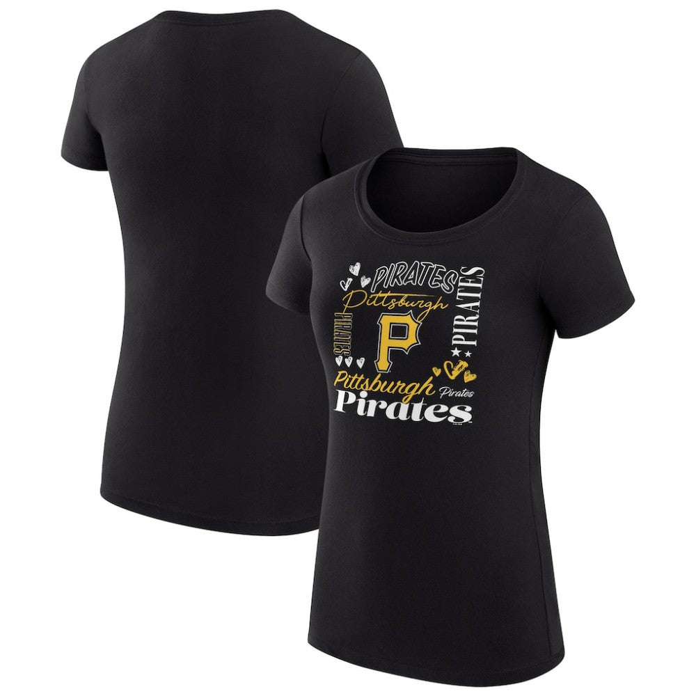 Pittsburgh Pirates G-III 4Her by Carl Banks Women's Super-Slim Fit Lightweight Collage Team Graphic Crew Neck T-Shirt for sale