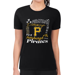Pittsburgh Pirates G-III 4Her by Carl Banks Women's Super-Slim Fit Lightweight Collage Team Graphic Crew Neck T-Shirt for sale