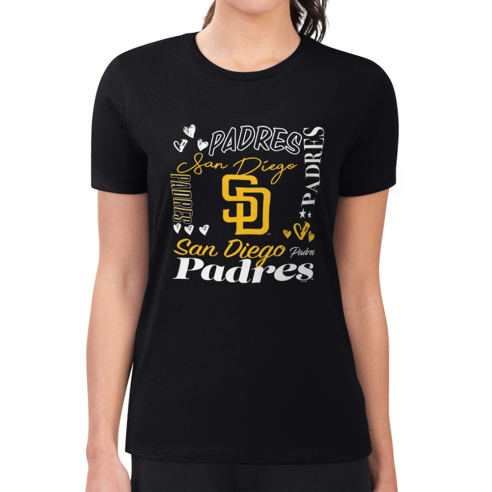 San Diego Padres G-III 4Her by Carl Banks Women's Super-Slim Fit Lightweight Collage Team Graphic Crew Neck T-Shirt Near Me