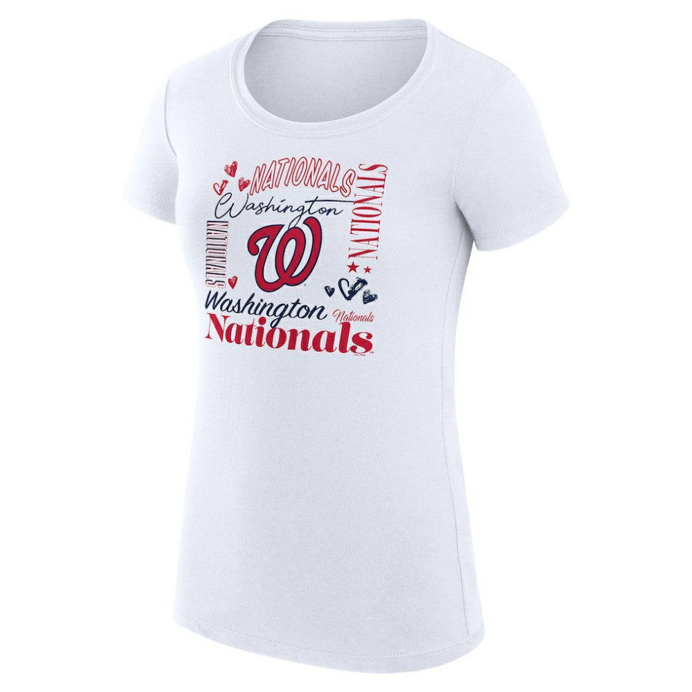 Washington Nationals G-III 4Her by Carl Banks Women's Super-Slim Fit Lightweight Collage Team Graphic Crew Neck T-Shirt Lifestyle